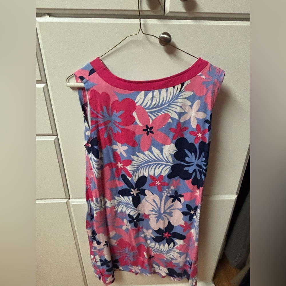 Ana Clare XL summer sleeveless cotton dress in pink and purple